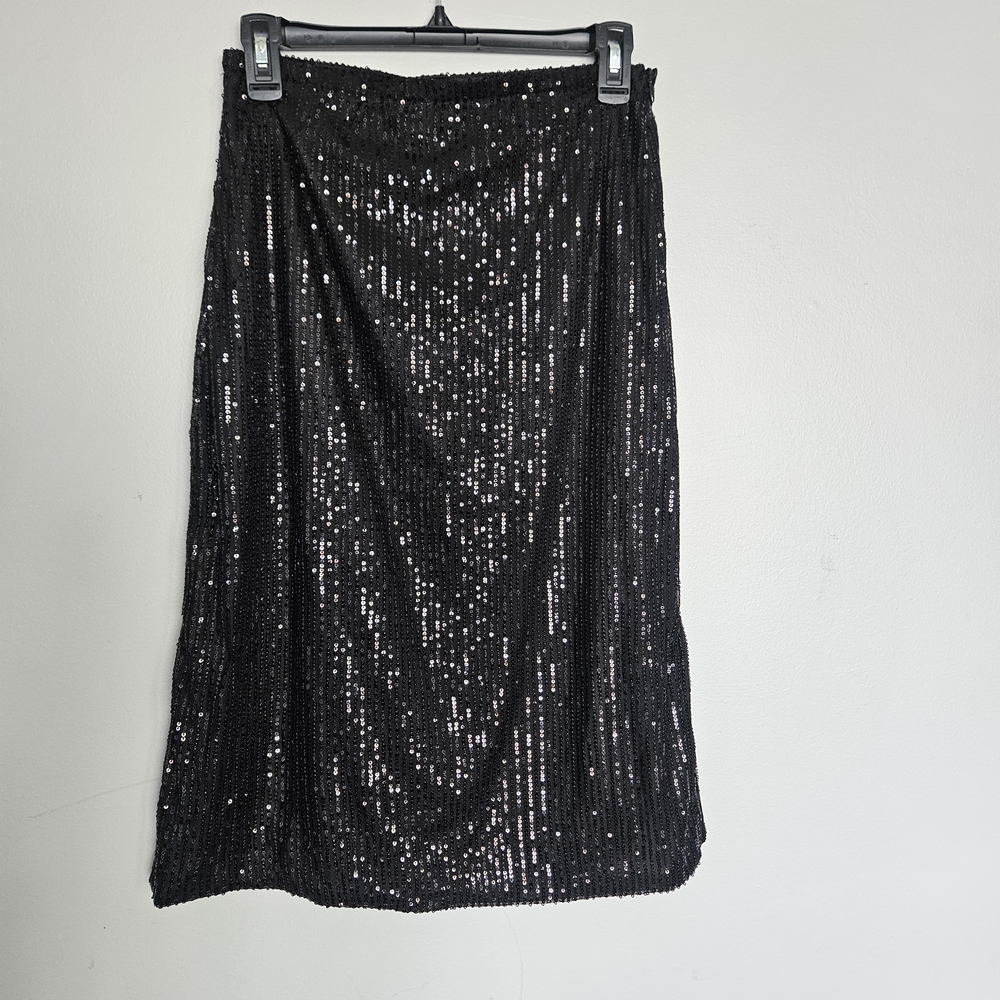 NWT Available Elegant Black Sequin Midi Skirt Medium Small